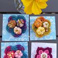 Broches variées au crochet et en feutrine brodée