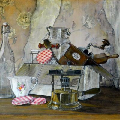 Coin de grenier - carton objets de cuisine