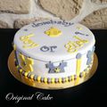 Gâteau Baby shower jaune et grise