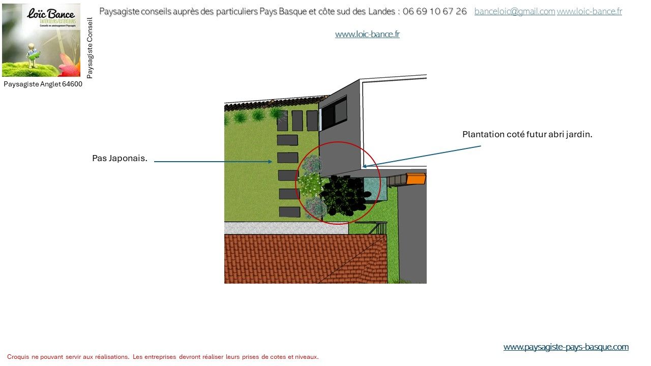 Paysagiste Anglet, Paysagiste conseils aux particuliers, abri jardin et pas japonais.