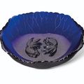 A carved blue glass lotus leaf-form bowl, 18th-19th century