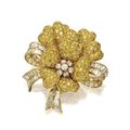 Yellow and white diamond flower brooch, Van Cleef & Arpels, New York, 1994 