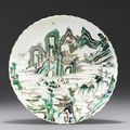 Plat en porcelaine famille verte, Chine, dynastie Qing, XVIIIème siècle