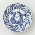 Dish with Hotei and two children, Wanli-period (1573-1619)