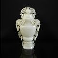 Chinese white jade archaic-style vase and cover