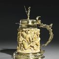 Chope en ivoire et vermeil, Augsbourg, vers 1665, maitre-orfèvre non identifié, marque probablement d'un livre ouvert
