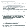 RAPPEL DES CONSIGNES ET RECOMMANDATIONS AVANT LE DEPART