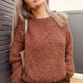 Pull Mohair chocolat au Point de Riz 