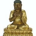 A gilt-bronze figure of a seated Shakyamuni buddha, Late Ming-Early Qing dynasty, 17th century