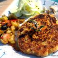 Galette au yaourt fourrée de confit de poivrons rouges et de poudre de baobab