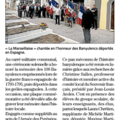 L'hommage à la troupe supplétive banyulencque : la presse en a parlé (2)