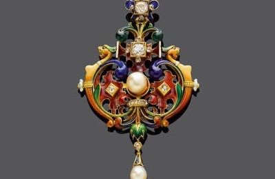 Enamel, pearl and diamond pendant, Netherlands, ca. 1890