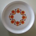 Assiette plate Fleurs oranges géométriques