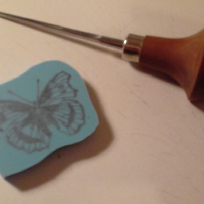 Gravure: tampon et lino papillon