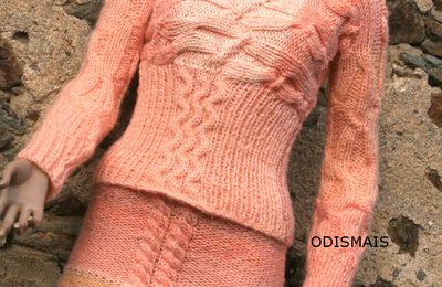 TRICOT FAIT MAIN PULL JUPE TORSADE ROSE TRICOT MODE FEMME BY ODISMAIS 