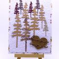 Carte forêt de sapins et coeur - Fir trees forest and heart card