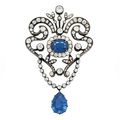An Antique Sapphire and Diamond Pendant-Brooch, circa 1880