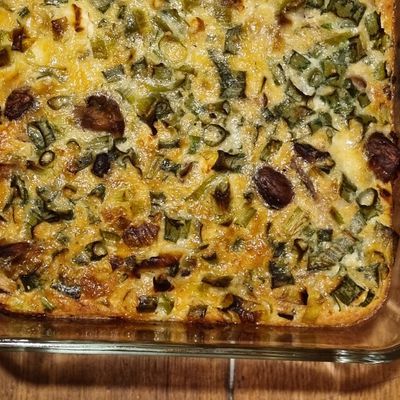 Clafouti poireaux, champignons et féta