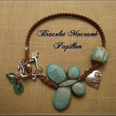 Bracelet Macramé les fleurs et le Papillon
