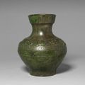 A lead green glazed vase, hu, Han Dynasty