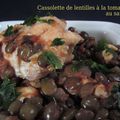 Cassolette de lentilles à la tomate et au saumon