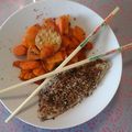 Tajine de carottes et filet de dorade en croûte d’amandes 