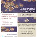 Le lieu, l'église, le toponyme (journée d'étude en histoire et archéologie du Moyen Âge) 03-04/12/2021