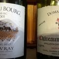 Domaine Huet : Clos du Bourg demi-sec 2005, Châteauneuf du Pape : Charvin 2000, Terrasses du Larzac : Montcalmès 2012