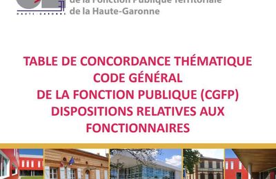 TABLE DE CONCORDANCE THÉMATIQUE CODE GÉNÉRAL DE LA FONCTION PUBLIQUE (CGFP) DISPOSITIONS RELATIVES AUX FONCTIONNAIRES