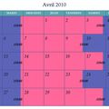 Calendrier d'hébergement