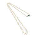 Natural pearl, emerald and diamond necklace