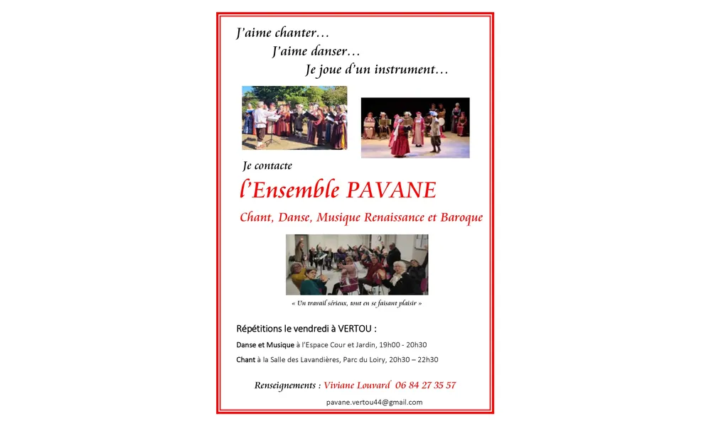 PAVANE recrute ! répétitions les vendredis à Vertou 