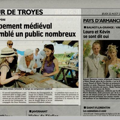 article de presse suite au rassemblement médiéval des 17/18 août 2013