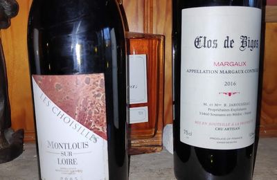 Montlouis sur Loire : François Chidaine : Les Choisilles 2005; Margaux Clos de Bigos 2016