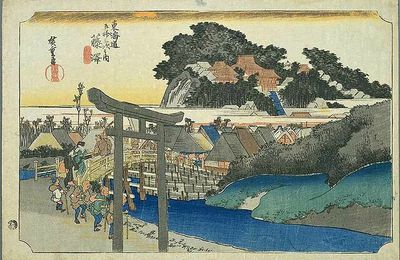 Les Cinquante-trois Stations du Tokaido - dans l'édition Hoeido (1833-1834), série d'estampes créées par HIROSHIGE (2/11)