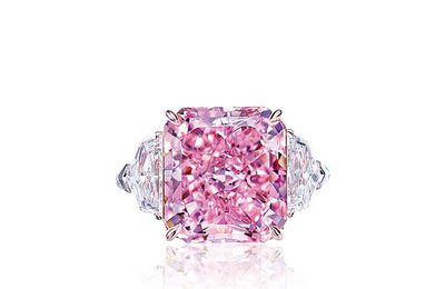 An 8.5 Carat Fancy Intense Purplish Pink Diamond and Diamond Ring