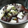 Glace poire soja matcha, chocolat sésame noir