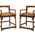 A pair of huanghuali lowback armchairs, meiguiyi, Kangxi period (1662-1722)