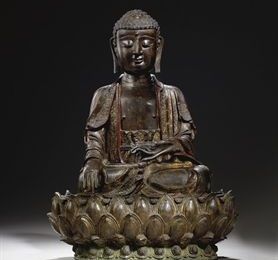 Importante Statue de Bouddha en bronze. Chine, Dynastie Ming, XVIème siècle