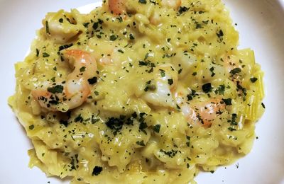 Risotto safrané poireaux et crevettes {au i-Cook'in}