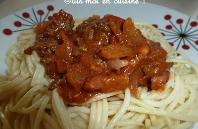 Spaghettis à la sauce bolognaise epicée