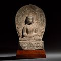 An important and very rare stone Buddhist stele, Northern Wei dynasty (AD 386-534), dated by inscription to AD 457