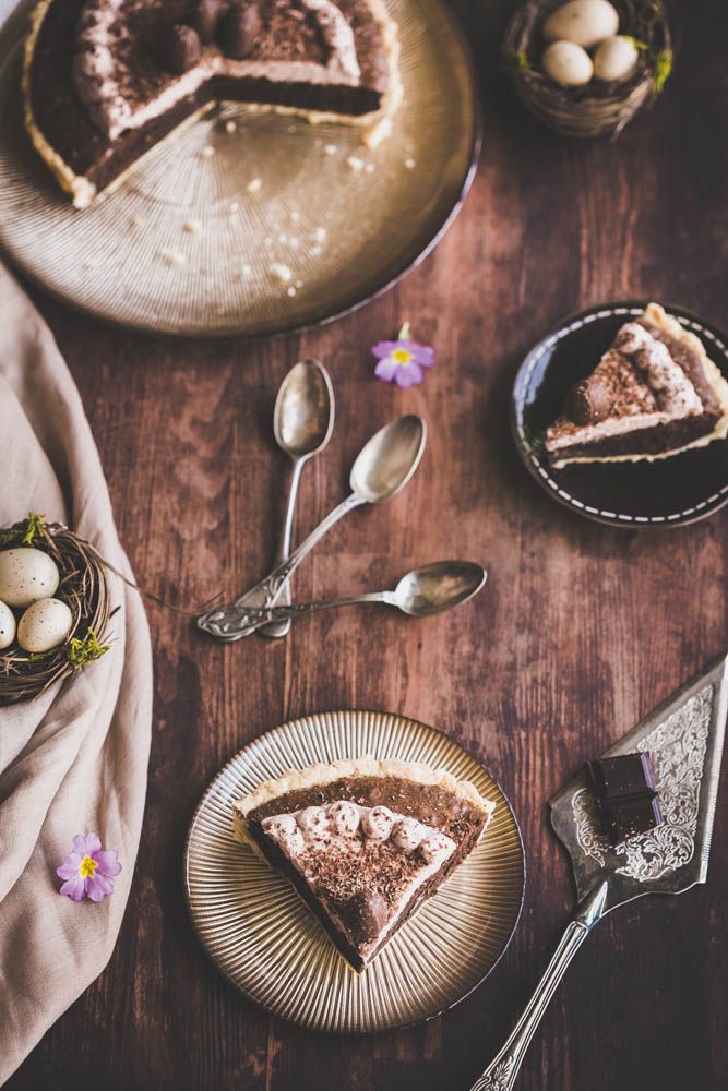 tarte, dessert pour Pâques, shortbread, brownies, chantilly, oeufs de paques, chocolat