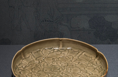 Yaozhou celadon dish with engraved peony motif, Northern Song dynasty, 11th century