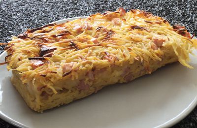 Gâteau de pomme de terre, jambon et reblochon