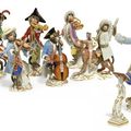 A Meissen monkey-band, 20th century, blue crossed swords marks, pressnummern and incised numerals