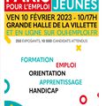 PARIS POUR L'EMPLOI DES JEUNES 2023 : VENDREDI 10 FEVRIER 2023 10h/17H : GRANDE HALLE DE LA VILLETTE ET EN LIGNE SUR OUI-EMPLOI.