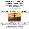 Marche Citoyenne le 20 juin de Greneville-en-Beauce à Toury au site de Mosanto, les faucheurs condamnés vont remettre la somme  