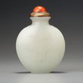 A white nephrite 'plum blossom' snuff bottle. Probably Imperial, attributable to the palace workshops, Beijing, 1740–1799