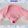 Doudou Peluche Plat Triangle Souris Rose 2 Noeuds Quelle La Source